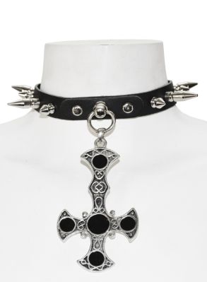 Abaddon spike leather choker