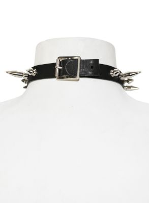 Ankh spike leather choker