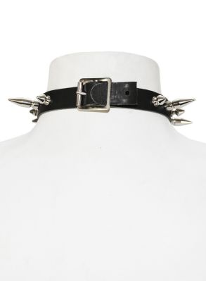 Warlock penta spike leather choker